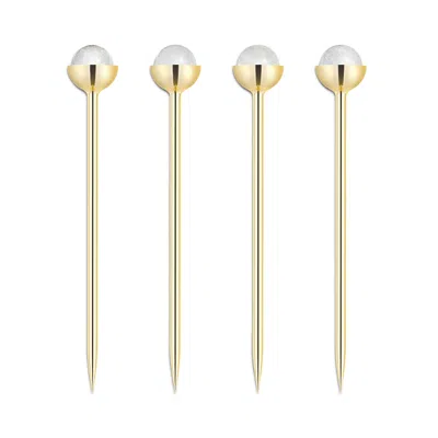 Anna New York Hospitality Cocktail Picks 4-piece Set In Gold