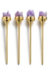 Anna New York Hospitality Cocktail Picks 4-piece Set In Amethyst