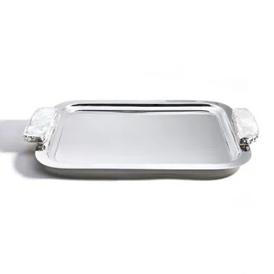 Anna New York Hospitality Stainless Steel/crystal Tray In Silver