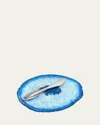 Anna New York Agate Small Plate & Spreader In Blue