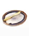 Anna New York Ita Cheese Plate & Forma Spreader In Sand Gld