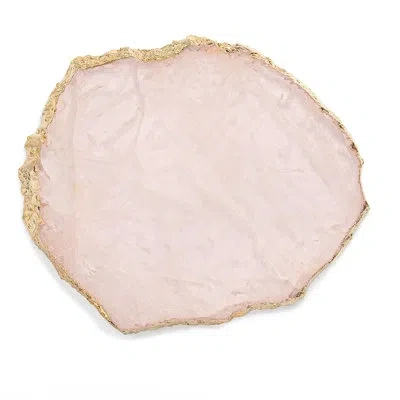 Anna New York Kiva Gemstone Decorative Plate In Pink/gold In Pink;gold