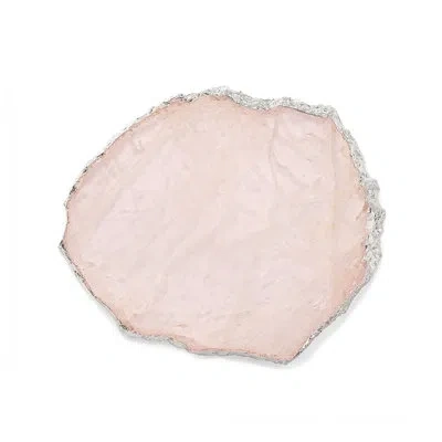 Anna New York Kiva Rose Quartz Platter In Pink;silver
