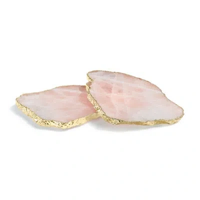 Anna New York Kivita Coaster In Rose Quartz,gold