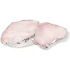 Anna New York Kivita Set Of 2 Rose Quartz Coasters In Rose Pink And Silver
