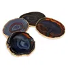Anna New York Midnight Agate Lumino Coasters, 4-piece Set In K Gold-plated Midnight Agate