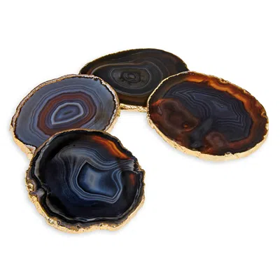 ANNA NEW YORK ANNA NEW YORK LUMINO GEMSTONE AGATE & GOLD COASTERS, SET OF 4