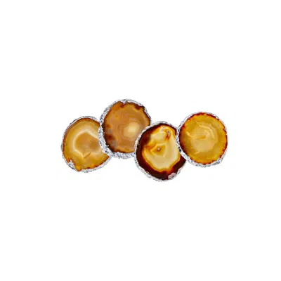 Anna New York Lumino Set Of 4 Agate Coasters In Brown