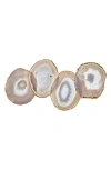 Anna New York Agate & Gold Coasters, Set Of 4 In Grey And Gold
