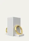 Anna New York Marble Ring Bookends, Set Of 2 In Marble&amp;gold