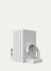 Anna New York Marble Ring Bookends, Set Of 2 In Marble&amp;silver