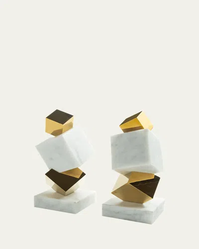 Anna New York Marble Torre Objet In Gold