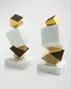 Anna New York Marble Torre Objet In Marble&amp;gold
