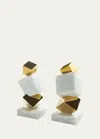 Anna New York Marble Torre Objet In Marble&amp;gold