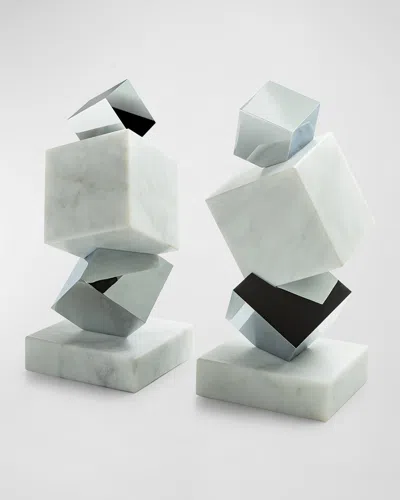 Anna New York Marble Torre Objet In White