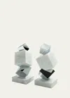 Anna New York Marble Torre Objet In Marble&amp;silver