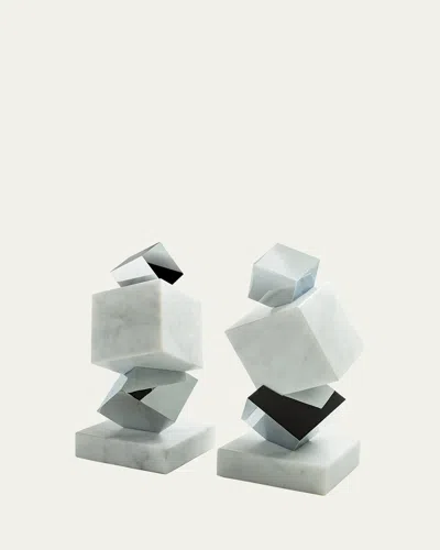 Anna New York Marble Torre Objet In Silver