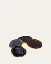 Anna New York Midnight Agate Lumino Coasters, 4-piece Set In Midnight Gld