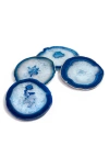 Anna New York Pedra Set Of 4 Agate Coasters In Azure/blue