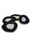 Anna New York Pedra Smoke Agate 4-piece Coasters Set In Black And Tan