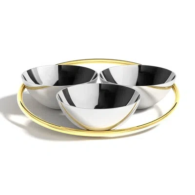Anna New York Ring Conjoined Bowls, Set Of 3 In Silver;gold