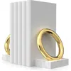 Anna New York Marble Ring Bookends, Set Of 2 In White And Gold