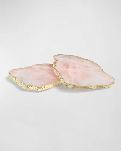 ANNA NEW YORK ROSE QUARTZ COASTERS, SET OF 2
