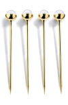 Anna New York Set Of 4 Crystal Cocktail Picks In Gold