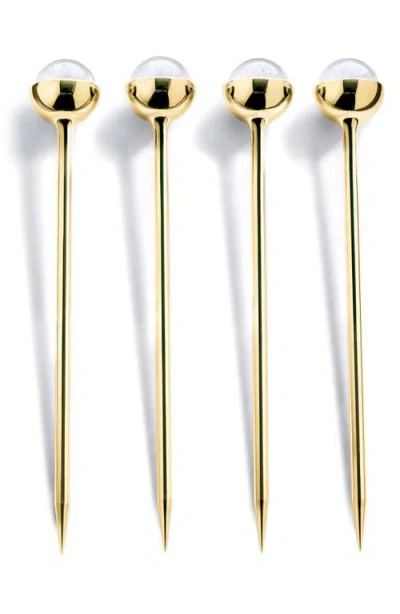 Anna New York Set Of 4 Crystal Cocktail Picks In Gold