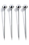 Anna New York Set Of 4 Crystal Cocktail Picks In Metallic