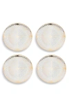 Anna New York Set Of 4 Talianna Lily Pad Ceramic Dessert Plates In White And Gold