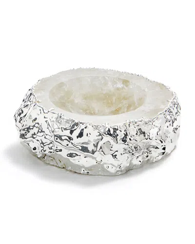 Anna New York Silver Plated Crystal Bowl In Grey