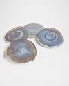 Anna New York Smoke/silver Lumino Coasters, 4-piece Set In Brown