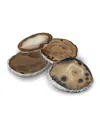 Anna New York Lumino 4-piece Agate & Pure Silver Coaster Set In Brown
