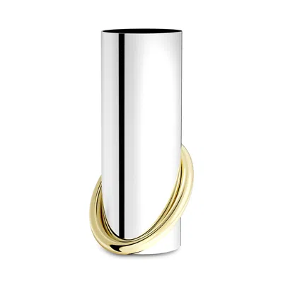 Anna New York Stainless Steel And Brass Ring Vase In Silver