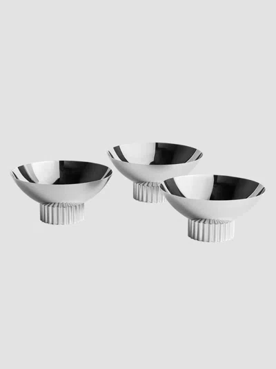 Anna New York Striations 3-piece Stainless Steel Bowl Set In Silver