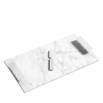 Anna New York Striations Cheeseboard & Knife In Gray
