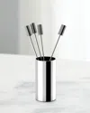 Anna New York Striations Cocktail Picks In Holder, Set Of 4 In Metallic