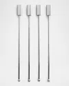 Anna New York Striations Drink Stirrers, Set Of 4 In Silver