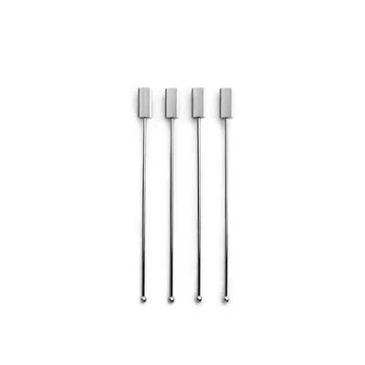 Anna New York Striations Drink Stirrers, Silver, Set Of 4