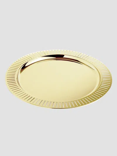 Anna New York Striations Goldtone Stainless Steel Round Serving Tray