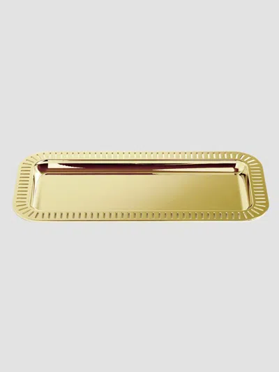 Anna New York Striations Goldtone Stainless Steel Small Rectangular Serving Tray