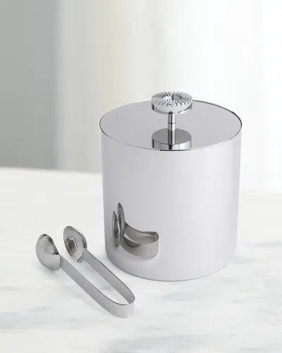 Anna New York Striations Ice Bucket & Tongs Set In Silver