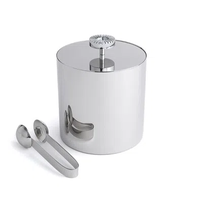 ANNA NEW YORK ANNA NEW YORK STRIATIONS ICE BUCKET & TONGS, SILVER TONE