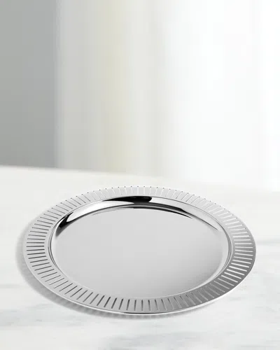 Anna New York Striations Round Serving Tray, 15.25" In Silver
