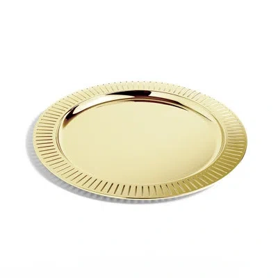 Anna New York Striations Serving Tray Round In Gold