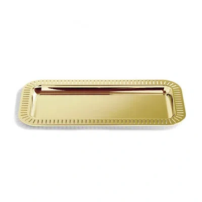 Anna New York Striations Serving Tray Small Rectangle, Gold