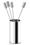 Anna New York Striations Set Of 4 Cocktail Picks In Silver