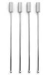 Anna New York Striations Drink Stirrers, Set Of 4 In Silver