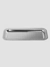 Anna New York Striations Small Rectangular Stainless Steel Serving Tray In Silver